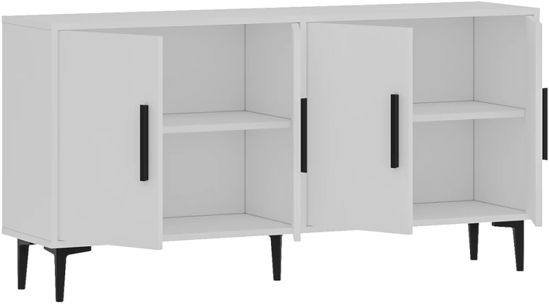 Stewehome Μοντέρνα κονσόλα 150 cm με ντουλάπι και ράφια από συνθετικό ξύλο 150x36x75 cm