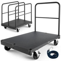 VEVOR Drywall Cart Dolly, 816 kg Χωρητικότητα φορτίου, 2-σε-1 Καροτσάκι φορτηγού από ατσάλινο πάνελ με περιστρεφόμενους τροχούς 12,5 mm, φορτηγό πλατφόρμας 91,4 x 61 cm με 4 πλαϊνές κουπαστές για εργοστάσιο, αποθήκη, γκαράζ, μαύρο