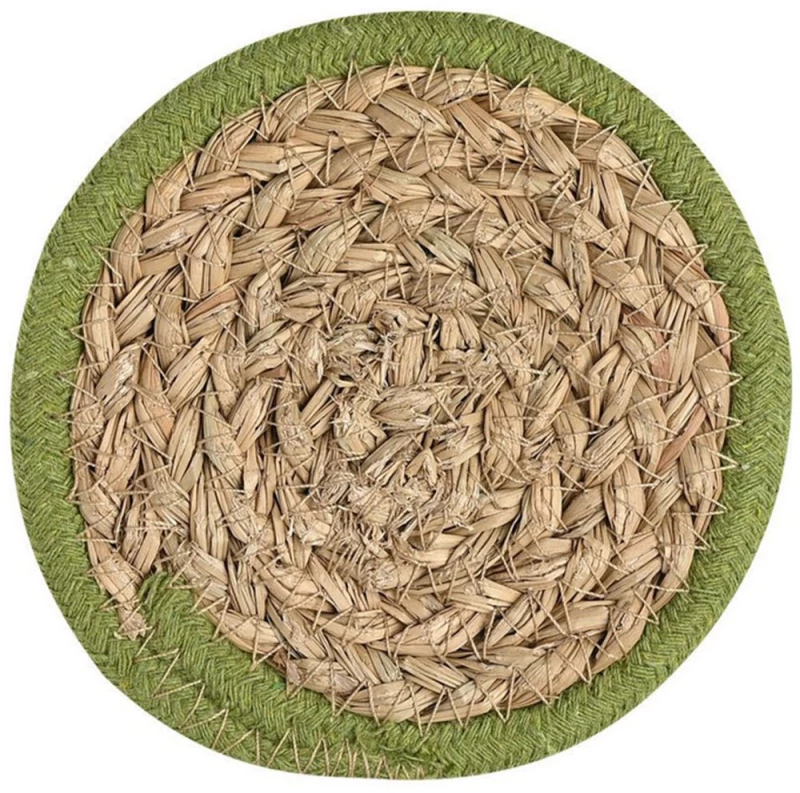 Σουβέρ Gaia (Σετ 4Τμχ) 07-40437 Φ12cm Natural-Green Estia Seagrass,Polyester