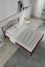 Stewehome Orkide διπλό μεταλλικό κρεβάτι μπορντό ιδιαίτερο 140x200 cm