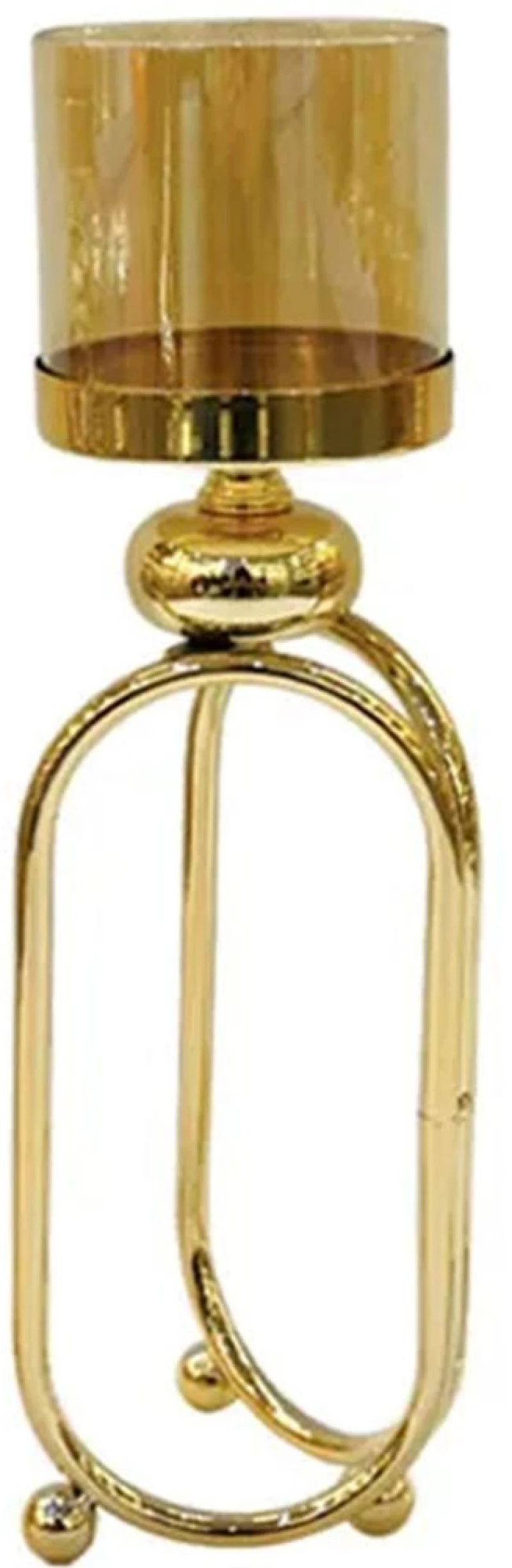 Κηροπήγιο 15-40084 Φ11x31cm Gold Marhome Μέταλλο,Γυαλί