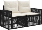 vidaXL Σετ Καναπέ Κήπου 6 pcs Μαύρο και Κρεμ Λευκό συνθετικό ρατάν