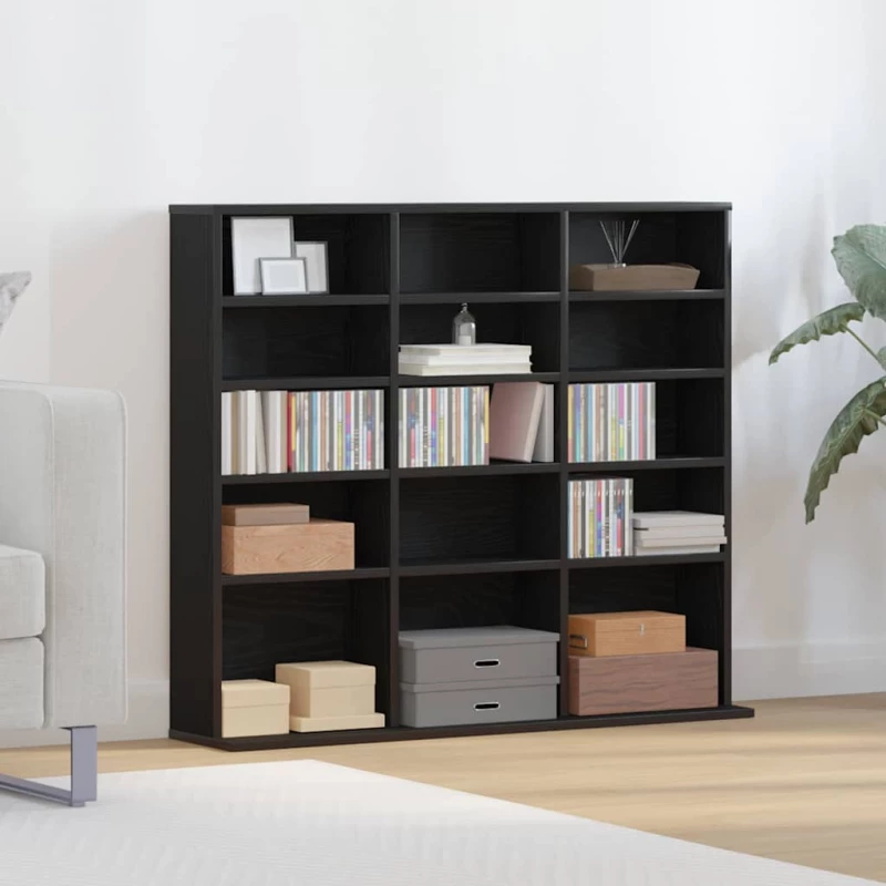 vidaXL Ντουλάπι για CD Μαύρο Δρυς 100x23x89,5 εκ. από Τεχνητό Ξύλο