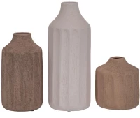Βάζα Κεραμικά 92959 (Σετ 3τμχ) S:11x10cm M:17x10cm L:25x10cm Brown-Beige Κεραμικό