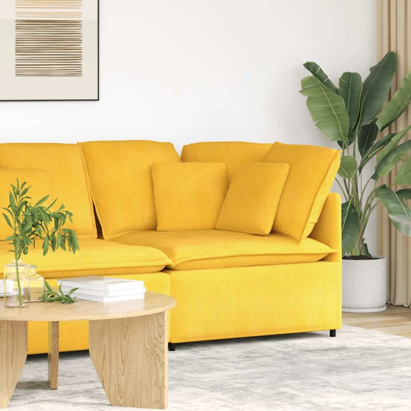vidaXL Γωνιακός Καναπές με Μαξιλάρια Ανοιχτό Κίτρινο 100 εκ.