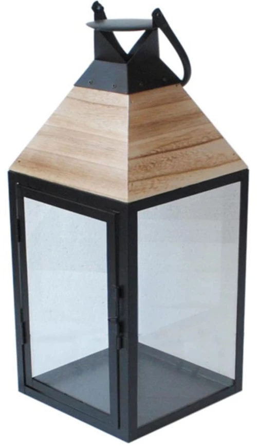 Φανάρι 00.07.77009 17x17x43,5cm Black Ξύλο,Μέταλλο