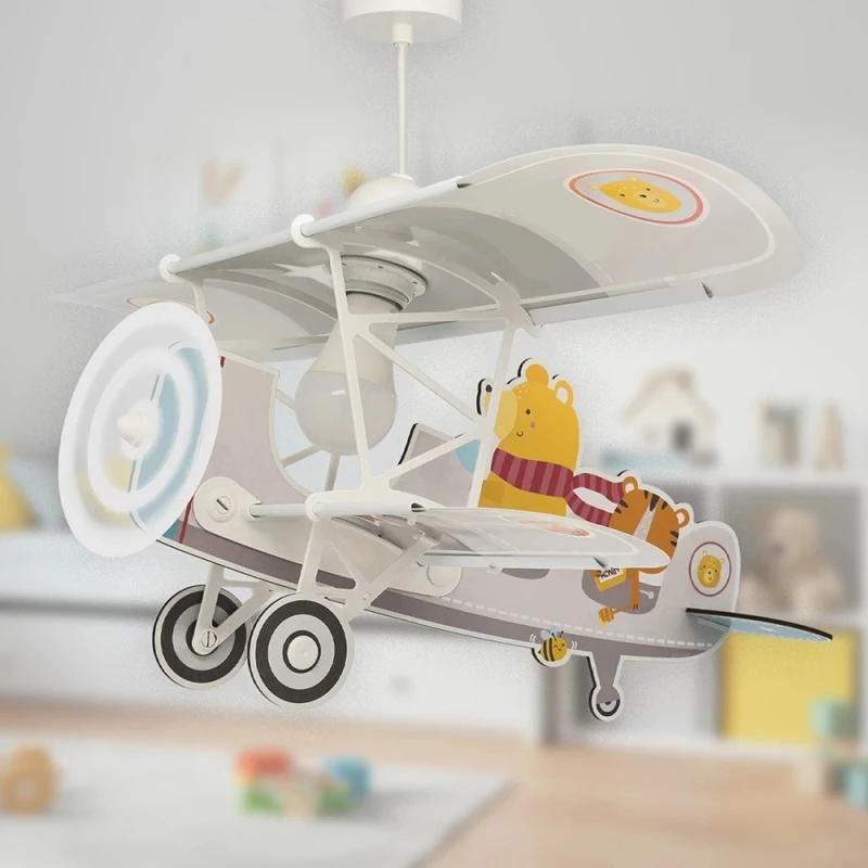 Φωτιστικό Οροφής Παιδικό Little Plane Teddy 54522 64x47x25cm E27 Beige-Yellow Ango