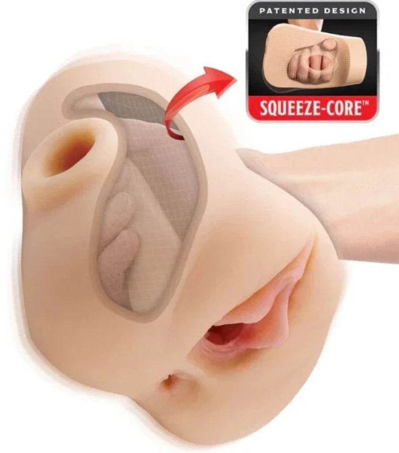 PDX PLUS - DOUBLE POUNDER VIBRATING SQUEEZE STROKER LIGHT 20.5 CM