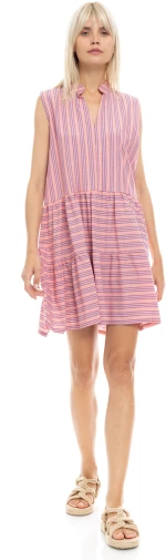 Γυναικείο Beachdress Pink Label - STRIPE PINK - Αμάνικο - Cotton
