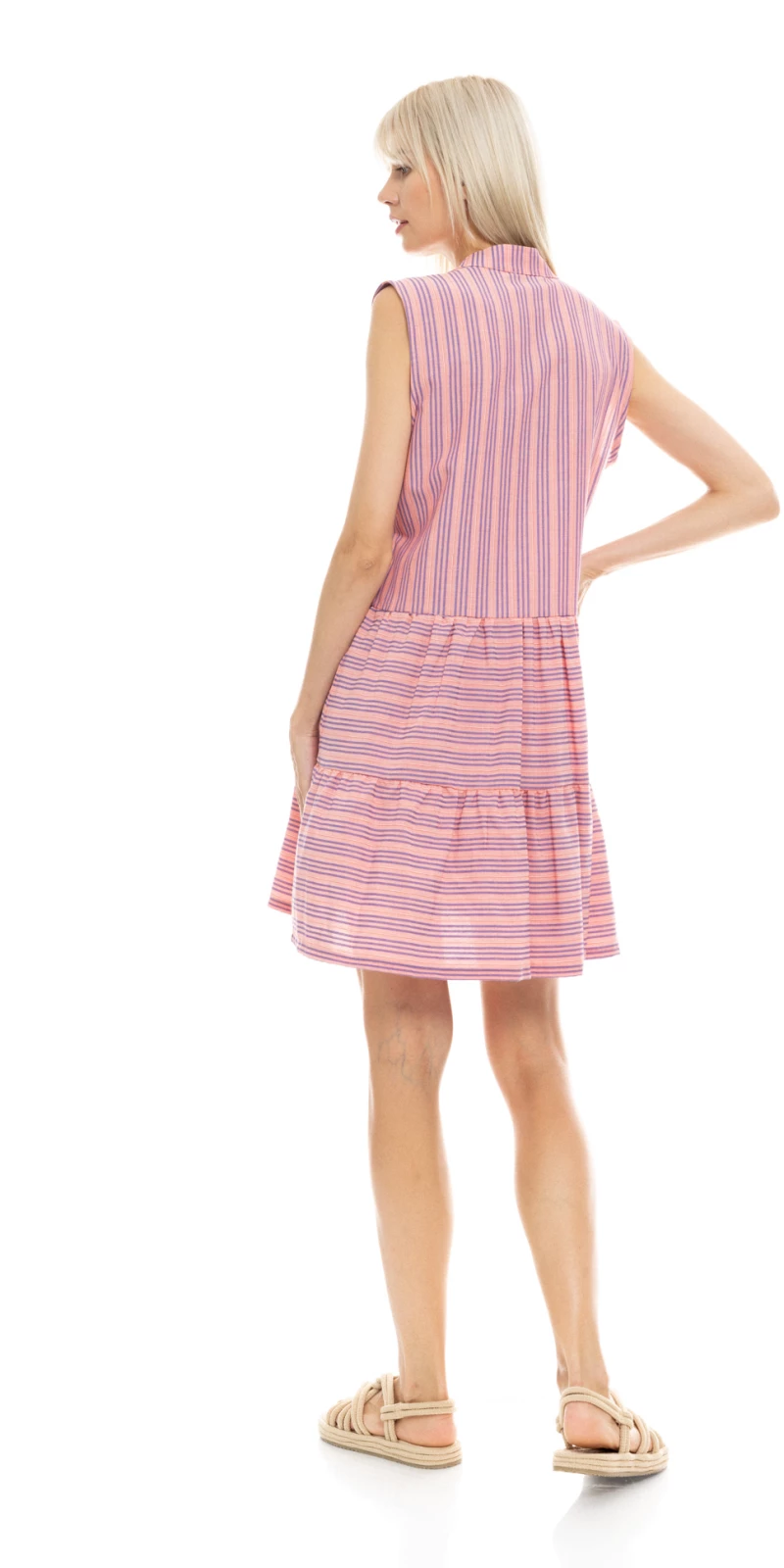 Γυναικείο Beachdress Pink Label - STRIPE PINK - Αμάνικο - Cotton
