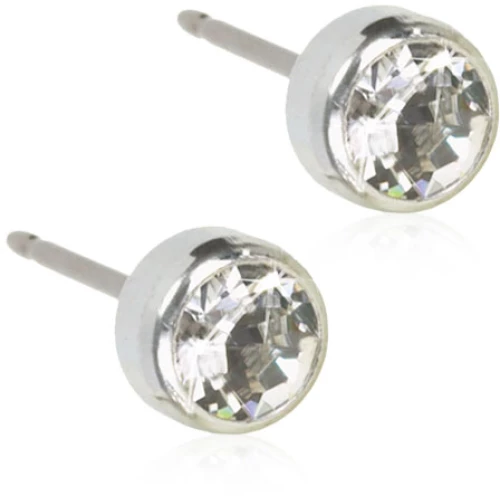 BLOMDAHL Silver Titanium Bezel 5mm Crystal C / 66, Σκουλαρίκια από Τιτάνιο - 1 ζευγάρι