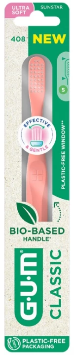 GUM Classic Ultra Soft Bio Based Toothbrush, 408, Πολύ Μαλακή Οδοντόβουρτσα - 1τεμ