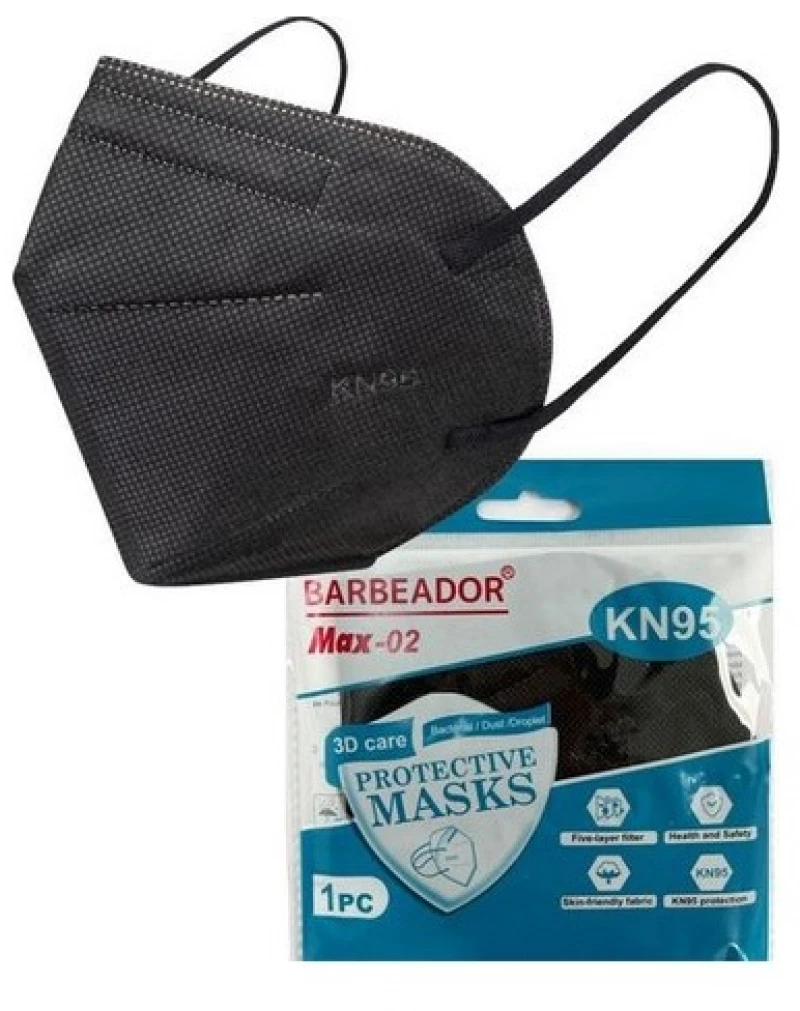 MAX BARBEADOR Max-02 3D Care Μάσκα Προστασίας KN95 Μαύρη, Κουτί - 20τεμ