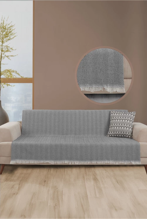 Stewehome Κουβέρτα καναπέ με φούντες από βαμβάκι 180x215 cm