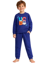 Benetton παιδική βαμβακερή πυτζάμα με logo prind μπλε 30960P09U-34H