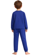 Benetton παιδική βαμβακερή πυτζάμα με logo prind μπλε 30960P09U-34H