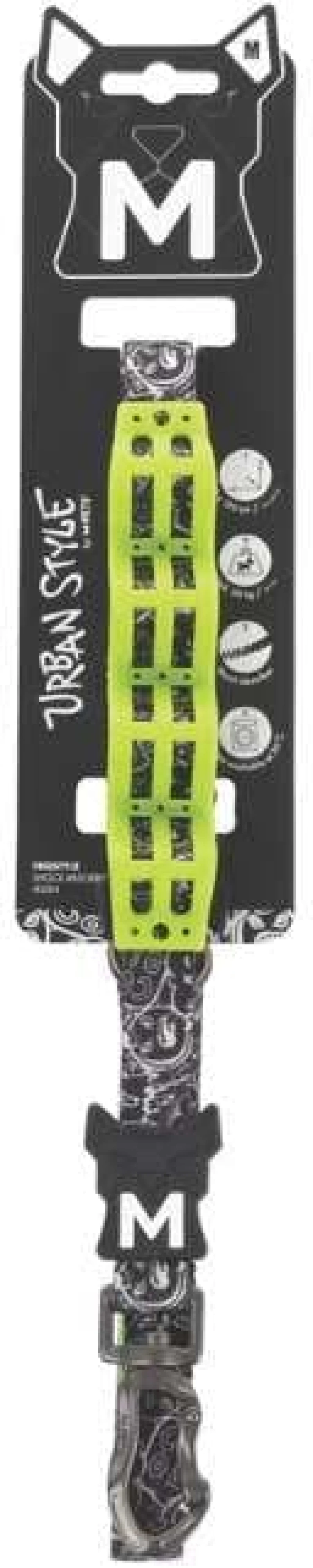M-Pets Urban Style Λουρί Σκύλου Freestyle Black & White Shock Absorber Medium 2x120cm