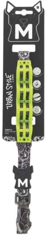 M-Pets Urban Style Λουρί Σκύλου Freestyle Black & White Shock Absorber Medium 2x120cm