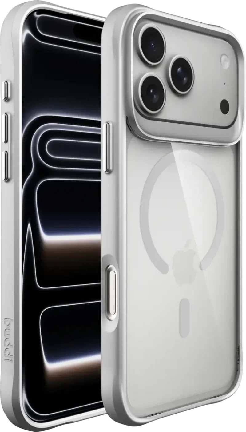 Θήκη iPhone 17 Pro Buddi Hybrid Σκληρή Διάφανη με MagSafe - Matched Silver (8719246597367)