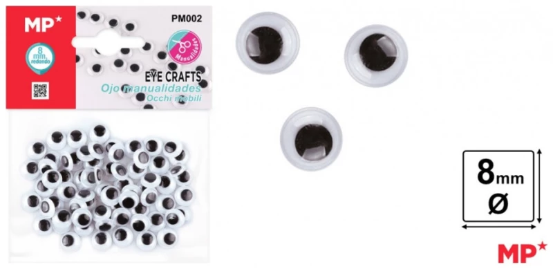 Ματάκια Στρογγυλά 8mm - 60τμχ MP PM002