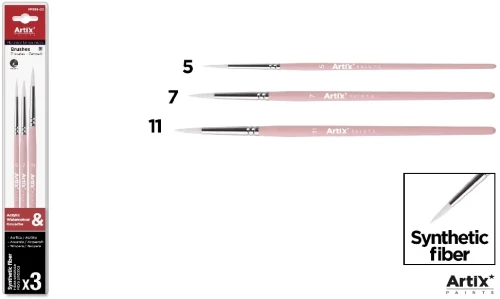 Πινέλα στρογγυλά Artix Paints Σετ 3τμχ  No 5-7-11 PP399-02