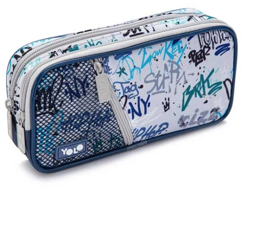 YOLO Τριπλή Κασετίνα Graffiti Grey