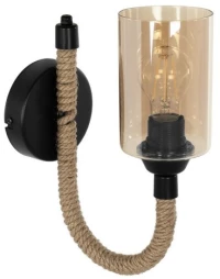 Vintage φωτιστικό τοίχου/απλίκα με ντουί 1×E27 AC 220-240V IP20 Μαύροο & μπεζ μ12 × π24 × Υ31cm 203-0002 Globostar 203-0002