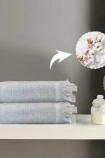 Stewehome Σετ 2 τεμαχίων από βαμβακερές πετσέτες χεριών μπεζ 50x90 cm