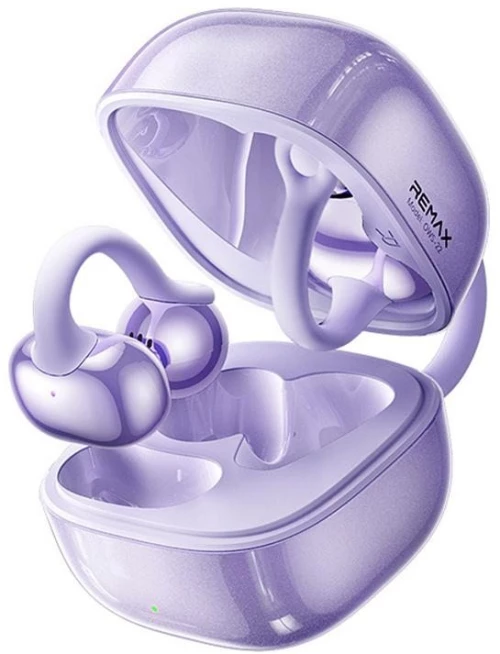 Remax OWS-22 Earbud / Open Ear Bluetooth Handsfree Ακουστικά με Θήκη Φόρτισης Μωβ