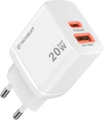 Techsuit Φορτιστής Duonix20W CH2 Type-C / USB-A Dual Travel Charger 20W White