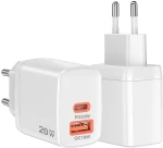 Techsuit Φορτιστής Duonix20W CH2 Type-C / USB-A Dual Travel Charger 20W White