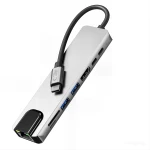 Tech‑Protect HB09 Hub Adapter 8‑in‑1 Type‑C + USB‑A3.0 + USB‑C3.0 + HDMI 4K 60Hz + SD/TF + PD100W + RJ45 Space Grey