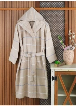 Stewehome Μπεζ ριγωτή ρόμπα (2XL)