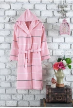 Stewehome Μπεζ ριγωτή ρόμπα (2XL)