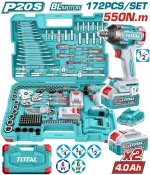 Total THKTHP41728E Brushless Μπουλονόκλειδο Μπαταρίας 20V 2x4Ah με Υποδοχή 1/2"