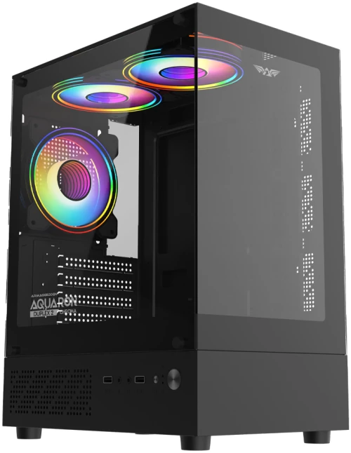ARMAGGEDDON MICRO-ATX GAMING CASE WITH 3X CHROMA BUILT IN FANS AQUARON DUPLEX 2 CHROMA BLACK