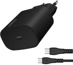 Sunix Σετ Φορτιστής Σπιτιού με Καλώδιο USB-C σε USB-C 25W - Μαύρο