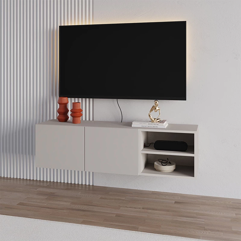 Έπιπλο τηλεόρασης επιτοίχιο Conrad χρώμα sandstone 140x35x38εκ.