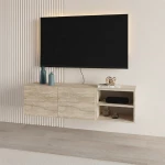 Έπιπλο τηλεόρασης επιτοίχιο Conrad χρώμα travertine 140x35x38εκ.