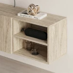 Έπιπλο τηλεόρασης επιτοίχιο Conrad χρώμα travertine 140x35x38εκ.