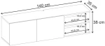 Έπιπλο τηλεόρασης επιτοίχιο Conrad χρώμα travertine 140x35x38εκ.