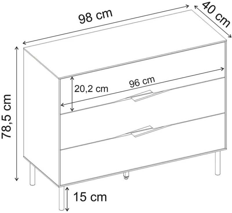 Συρταριέρα Marquise χρώμα sandstone 98x40x78,5εκ.