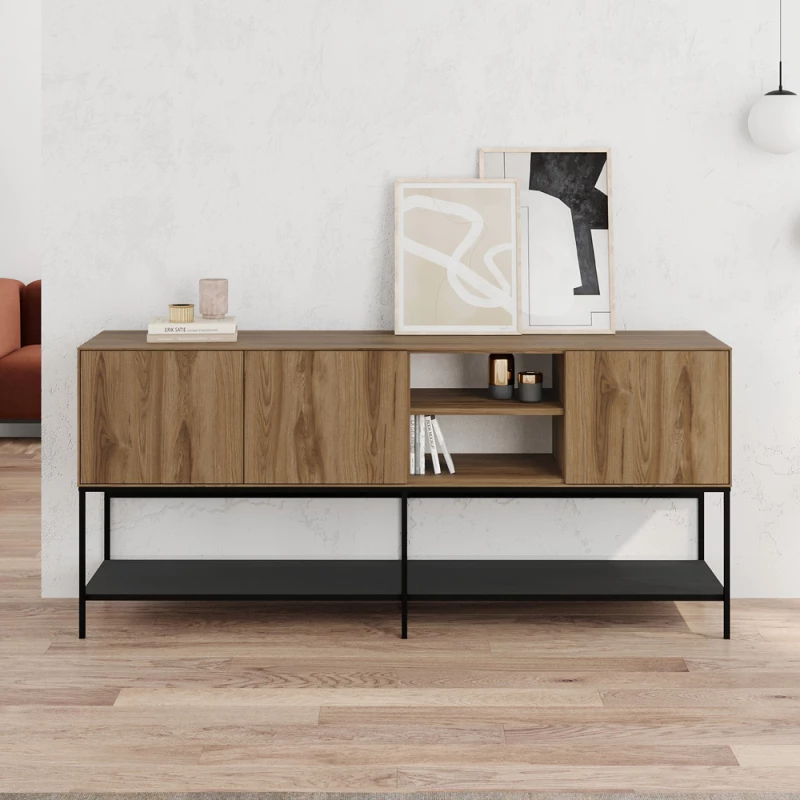 Μπουφές Amira χρώμα καρυδί Ud - black wood 180x40x80εκ.