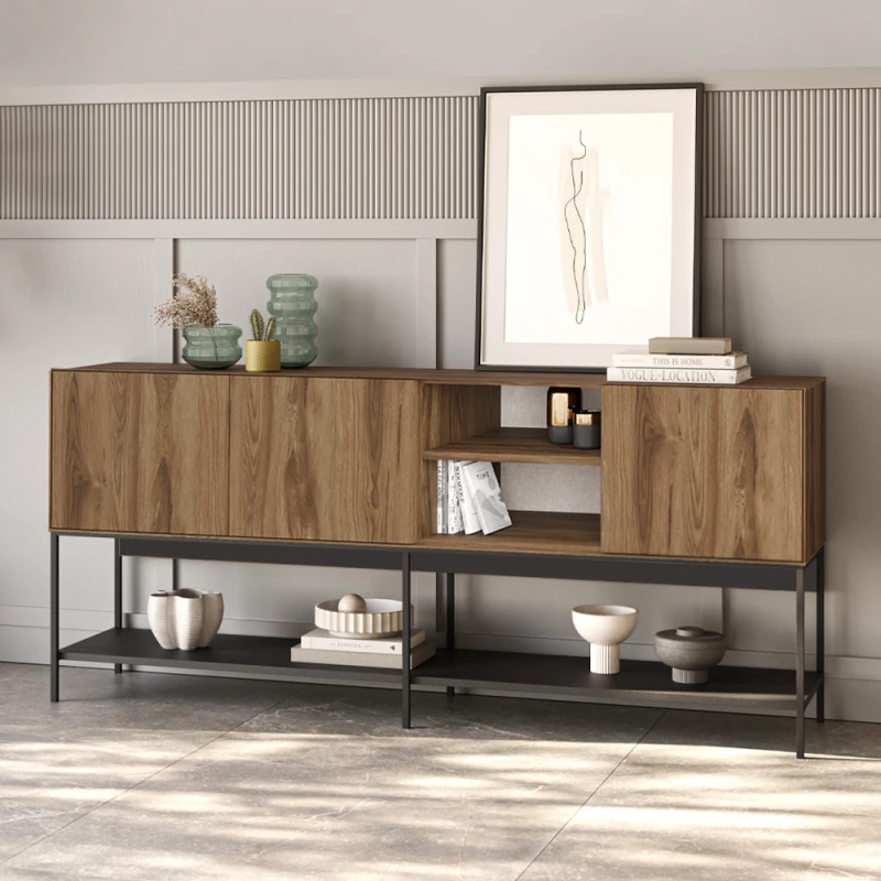 Μπουφές Amira χρώμα καρυδί Ud - black wood 180x40x80εκ.