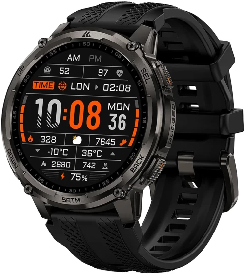 KOSPET smartwatch TANK T4C, heart rate, 1.5" AMOLED, GPS, 5 ATM & IP69K, με φακό, μαύρο