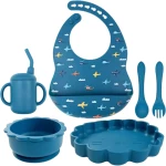 Planes Blue set, σετ φαγητού σιλικόνης με βεντούζα 6τμχ, Queen Mother