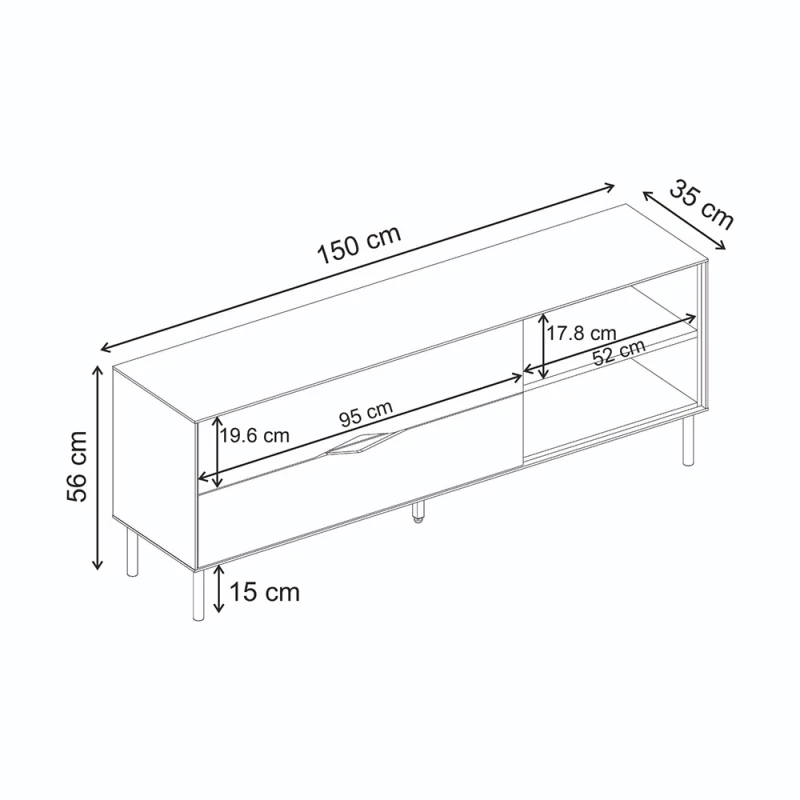 Έπιπλο τηλεόρασης Marquise Megapap χρώμα sandstone 150x35x56εκ.