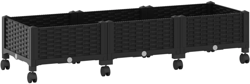 vidaXL Κήπος Γλαστράκι με Ροδάκια Μαύρο 120 x 40 x 29 εκ PP