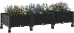 vidaXL Κήπος Γλαστράκι με Ροδάκια Μαύρο 120 x 40 x 29 εκ PP