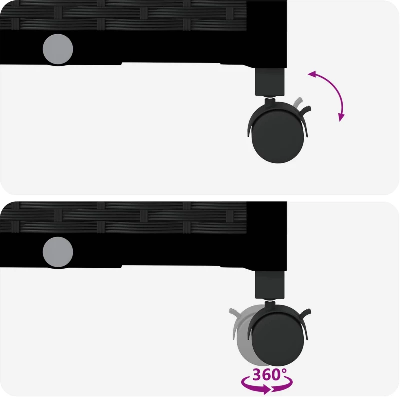 vidaXL Κήπος Γλαστράκι με Ροδάκια Μαύρο 120 x 40 x 29 εκ PP